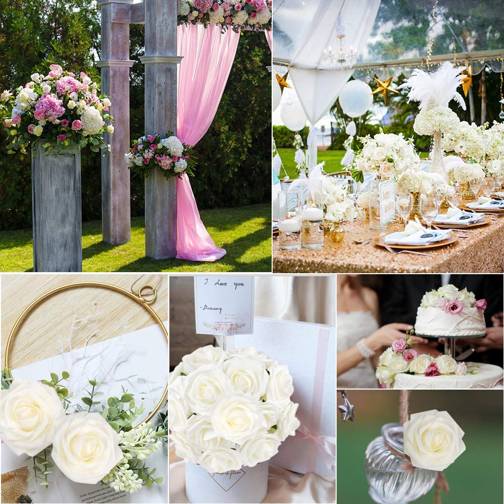 Mocoosy white rose artificial flowers for DIY crafts and handmade arrangements.