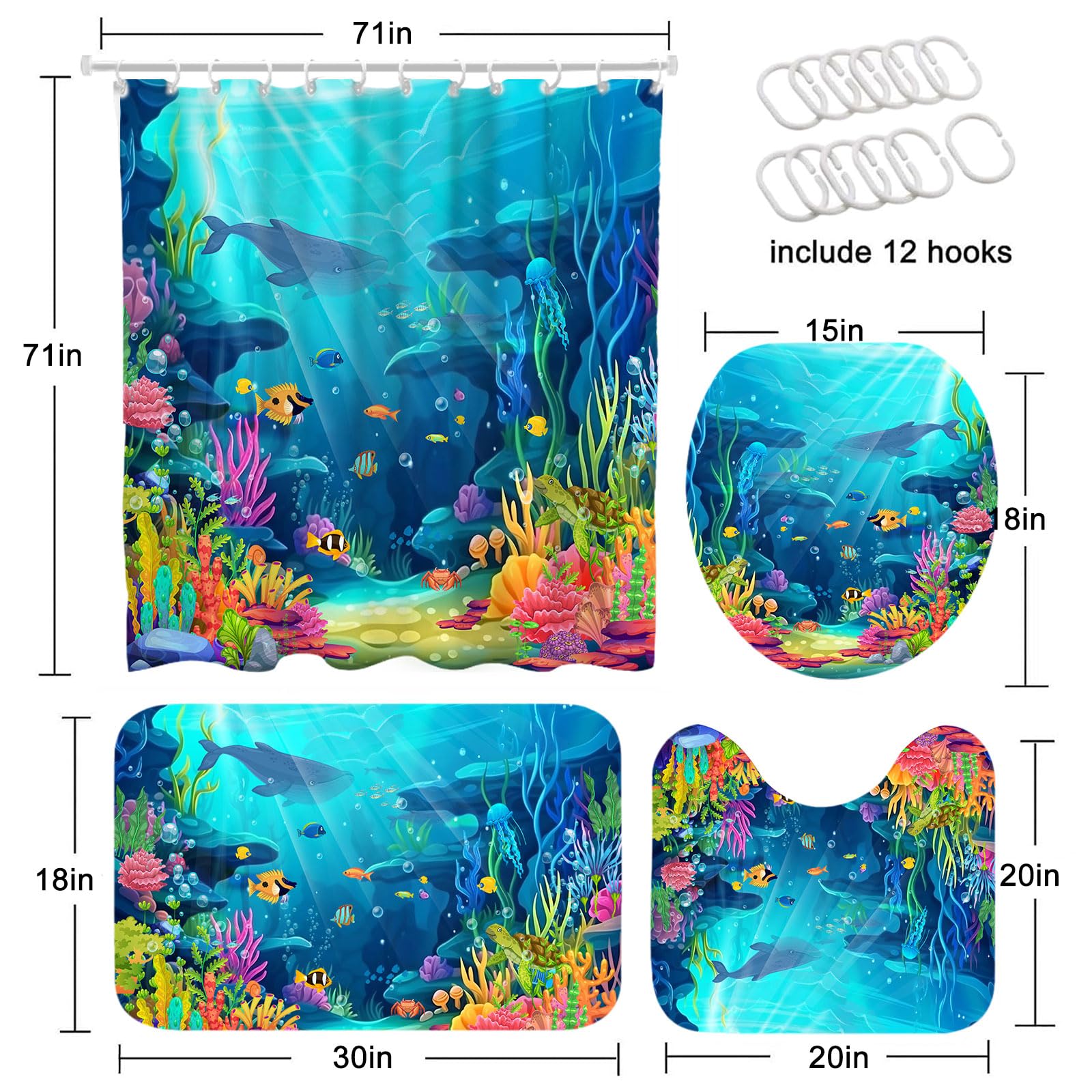 Mocsicka tropical undersea design adds playful charm to any bathroom.