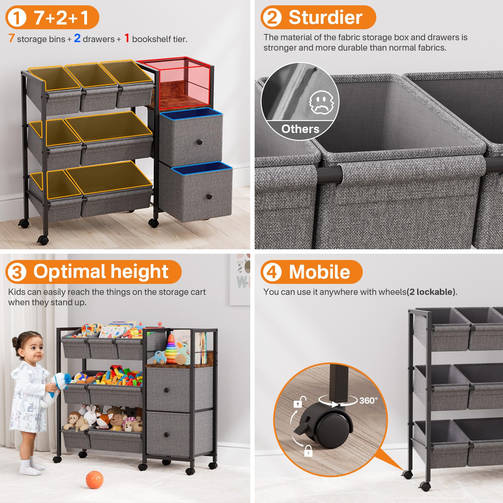Modanais bookshelf built into cart keeps books within reach.