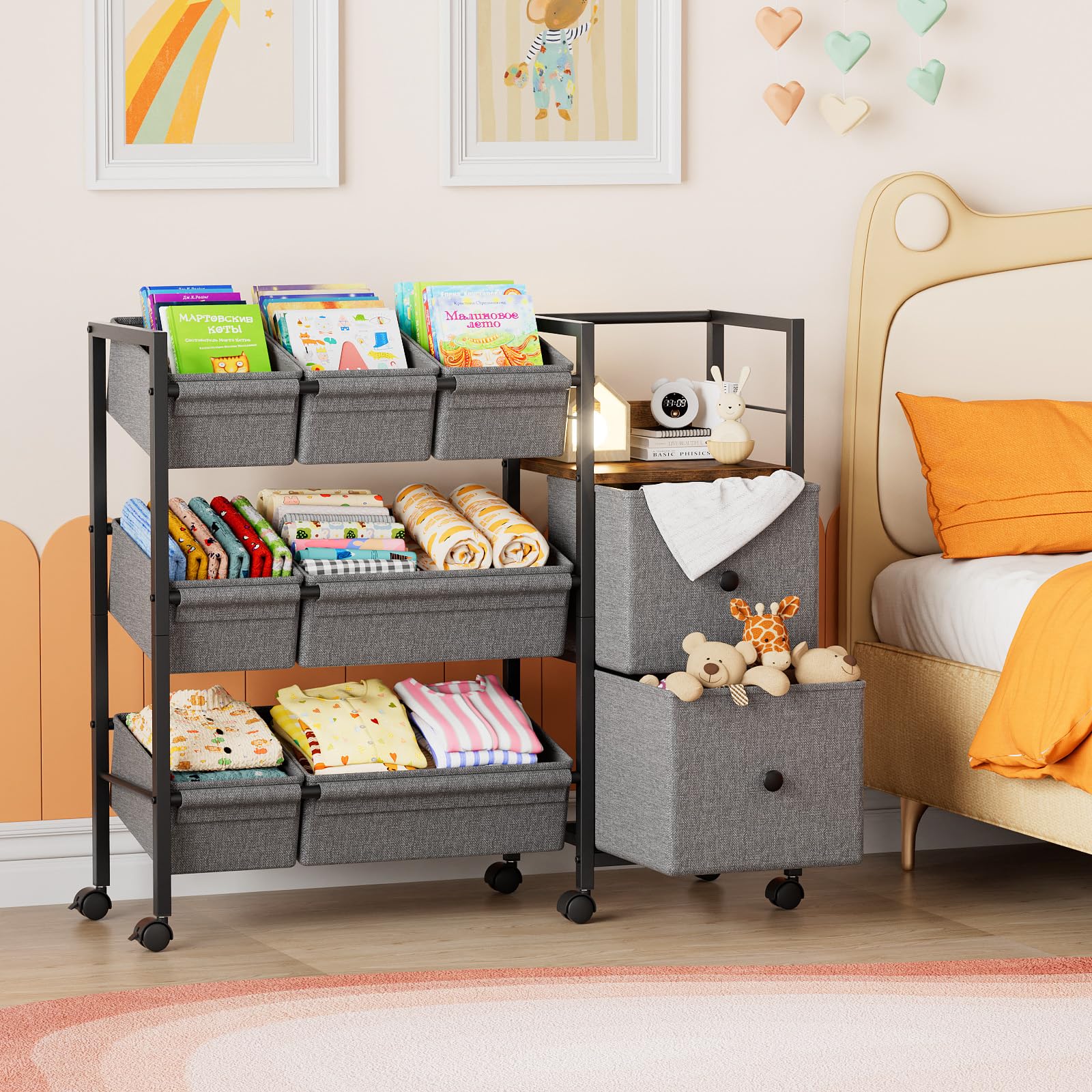 Modanais large-bin frame provides easy toy access and flexible storage.