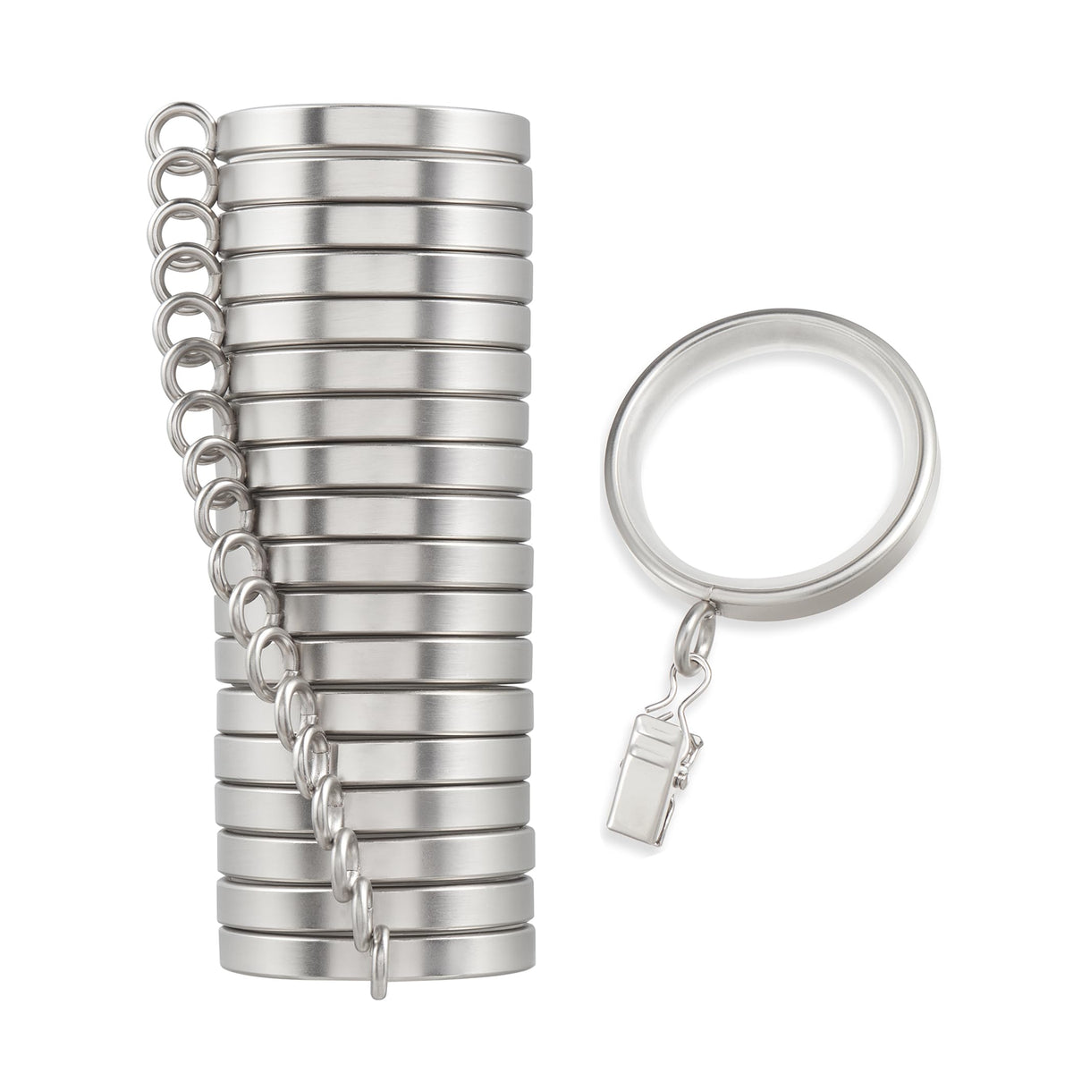 MODE Cambria Designer Series 2-inch diameter rings for smooth curtain movement.