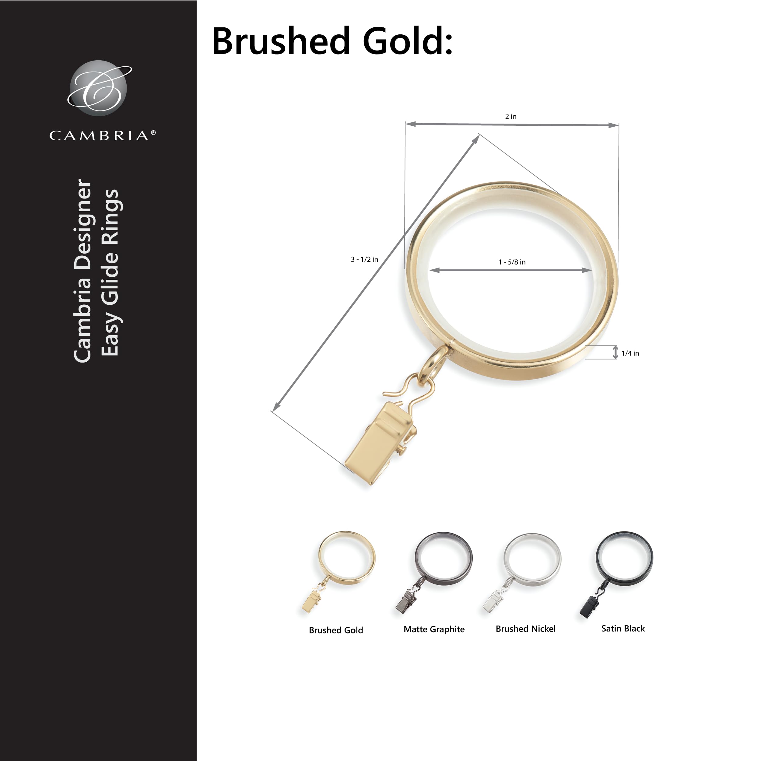 MODE Cambria clip rings with eyelets simplify installation for versatile window treatments.