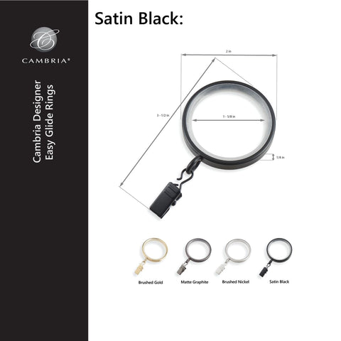 Mode Cambria satin black finish rings add refined style to windows.