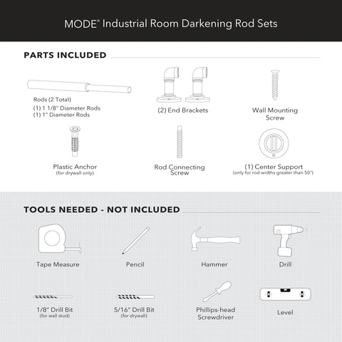 MODE heavy-duty rod supports up to 22 pounds for heavy drapes