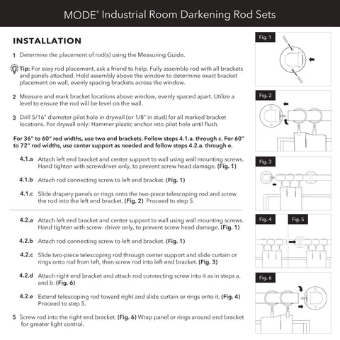 MODE packaging includes brackets, screws, anchors, and clear installation instructions