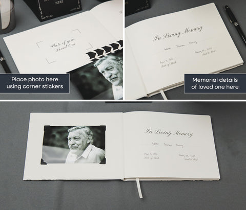 Modern Album Designs black keepsake box packaging for a complete memorial set.