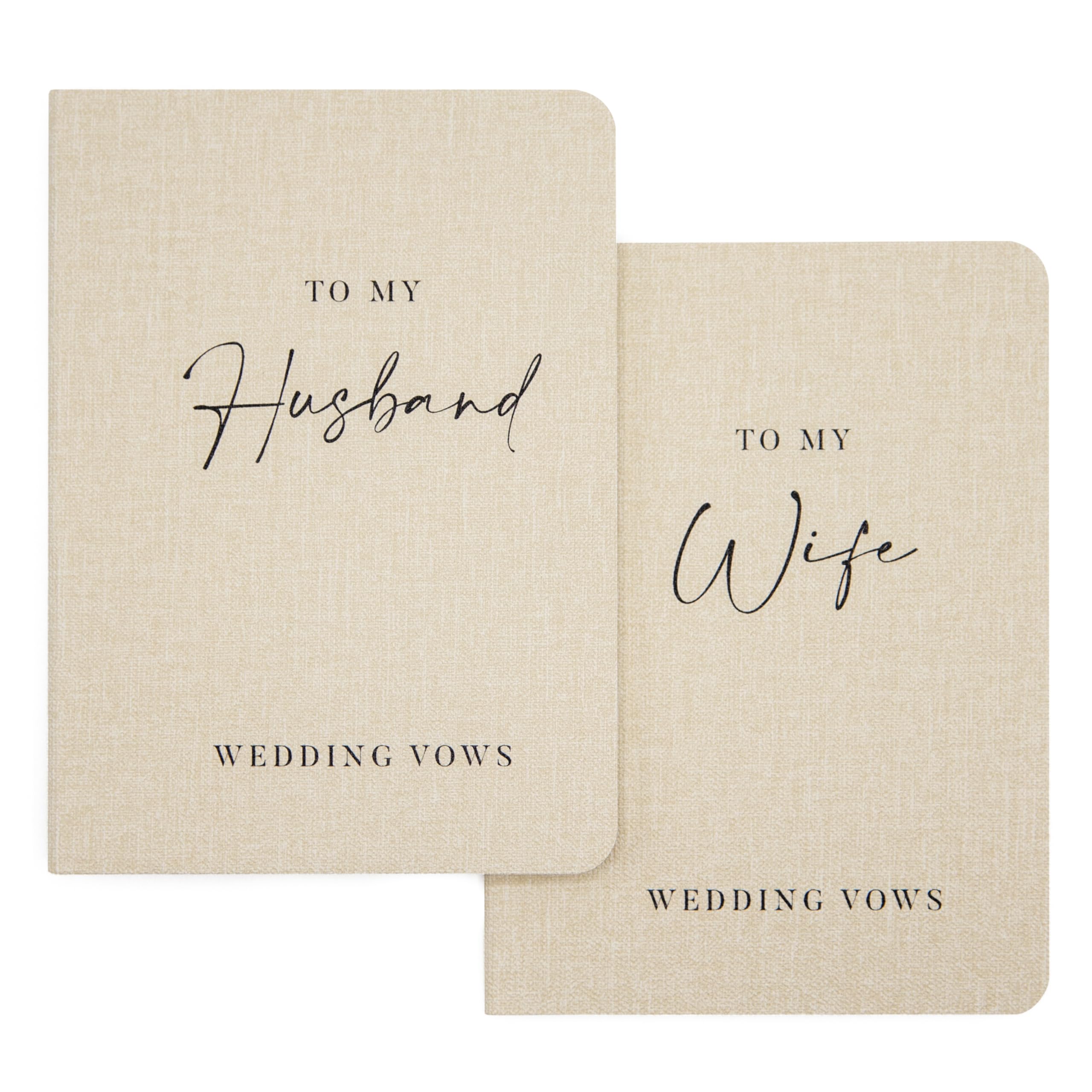 Modern Album Designs Slim Vow Books cover in soft cream with linen texture for wedding vows