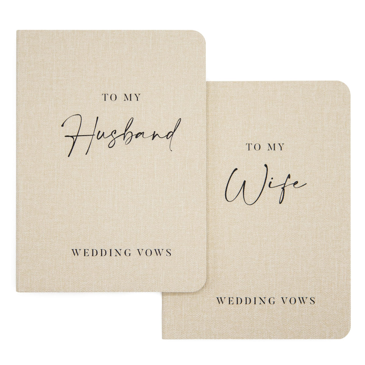 Modern Album Designs Slim Vow Books cover in soft cream with linen texture for wedding vows