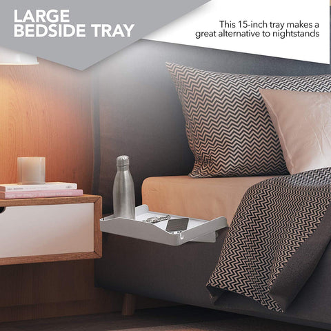Modern Innovations compact dorm storage with bedside shelf reduces clutter.