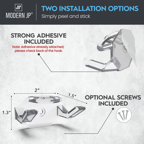 Modern JP hat hooks wall adhesive install shows easy, tool-free mounting options.