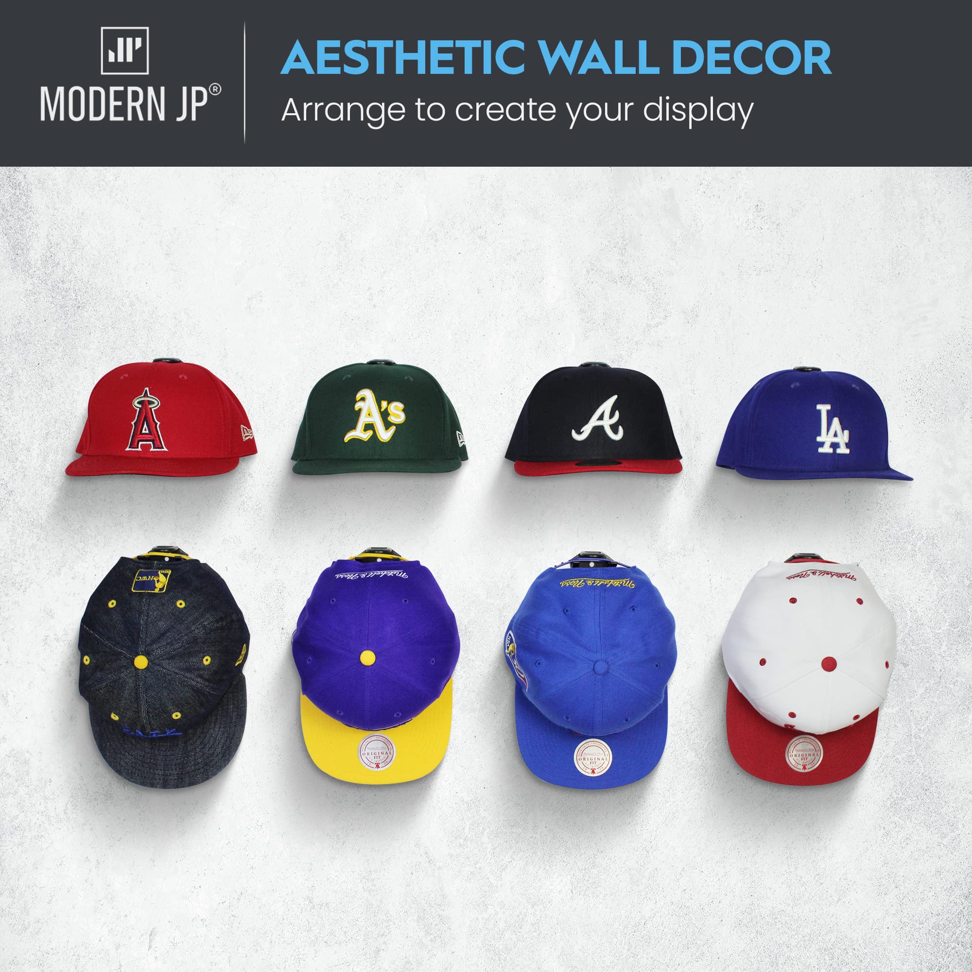 Modern JP wall hat hooks showing adhesive installation option for quick mounting