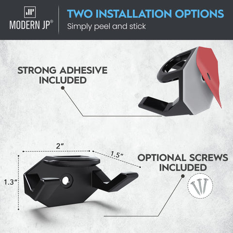Modern JP wall hat hooks showing screws installation option on a clean surface