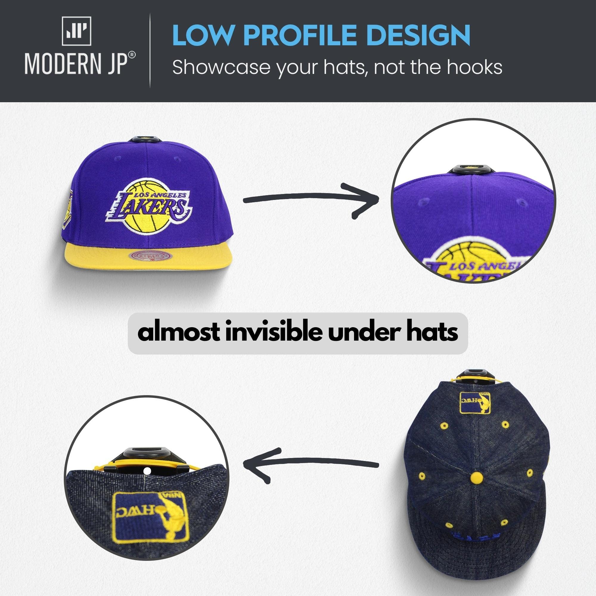 Modern JP curved patented hat hooks designed to protect hat shape