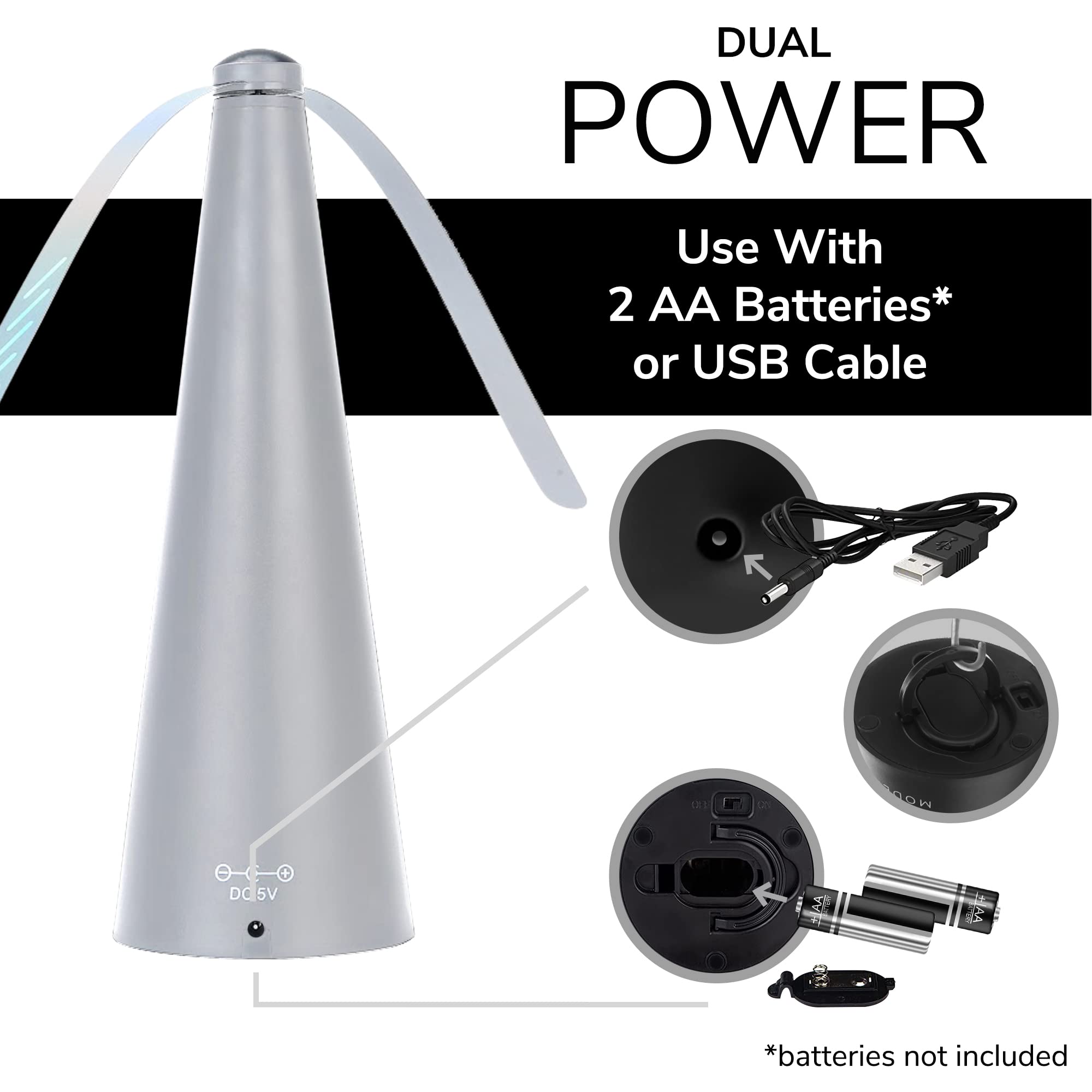 Modern Lyfe Fly Fan in use during outdoor dining on a patio