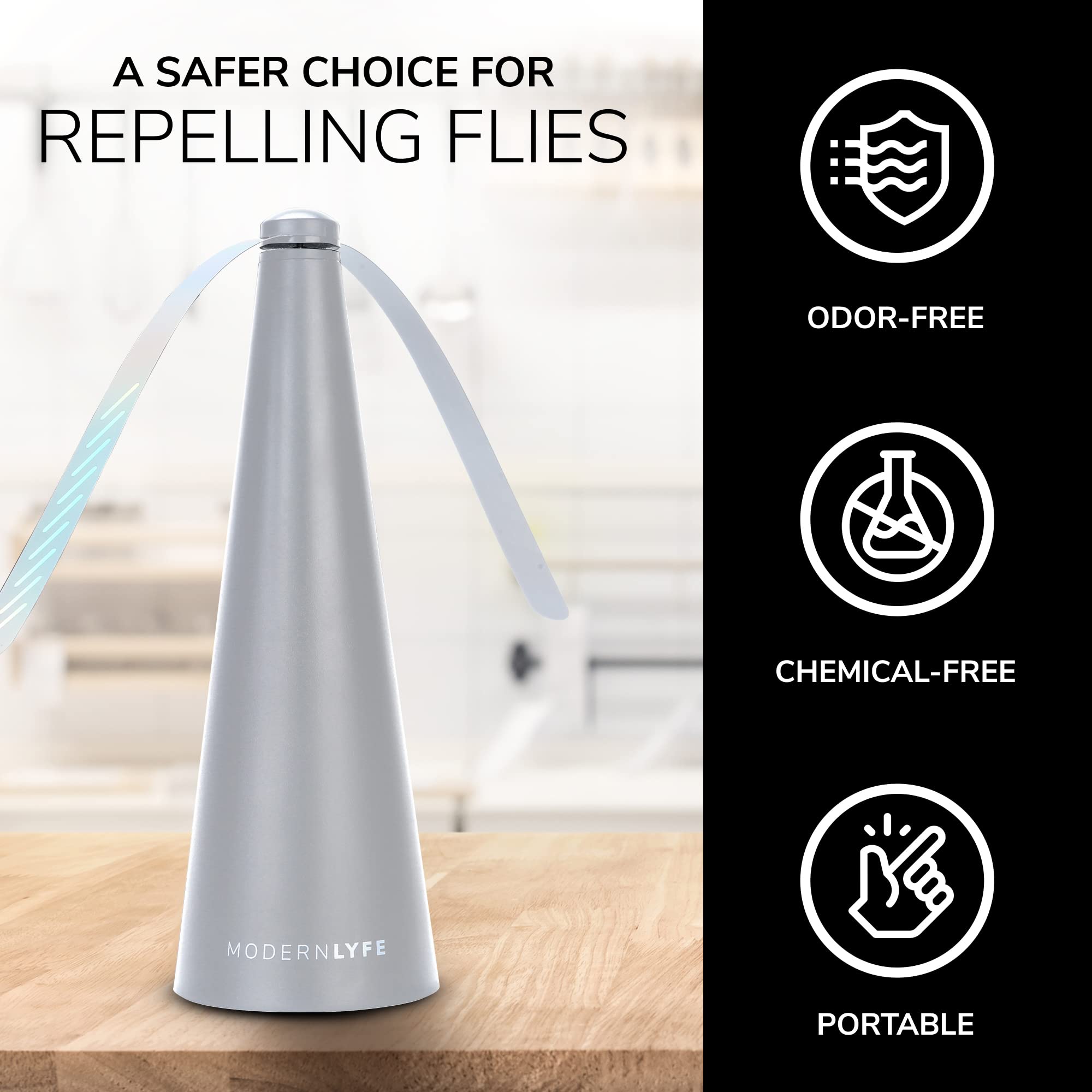 Modern Lyfe Fly Fan with soft holographic blades deters flies