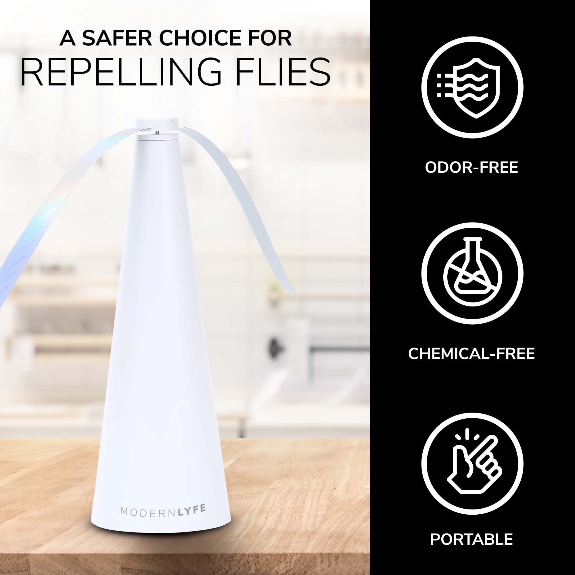 Modern Lyfe Fly Fan powered by AA batteries for portable outdoor use