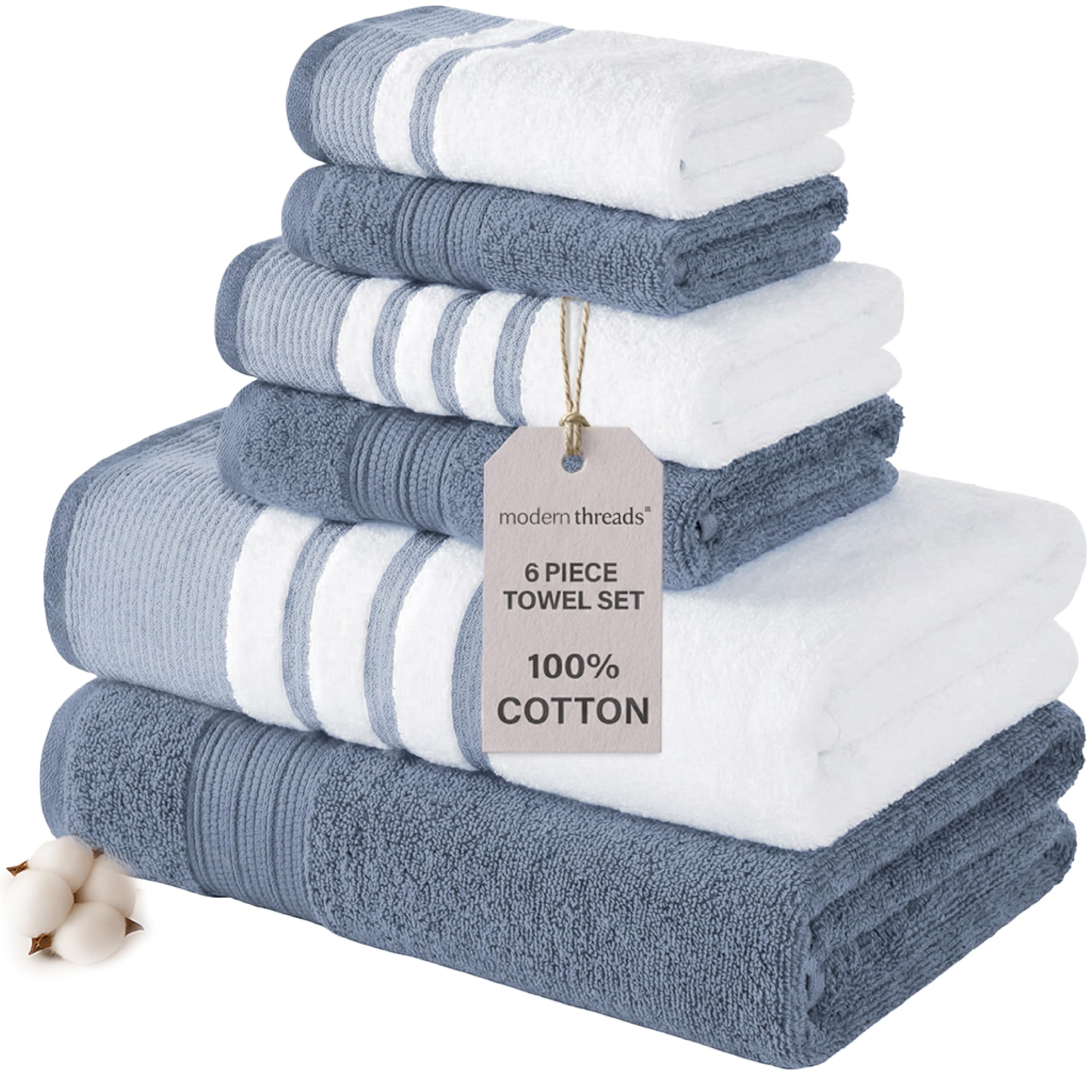 Modern Threads bath towel (30x54) ultra-absorbent for fast drying after showers.