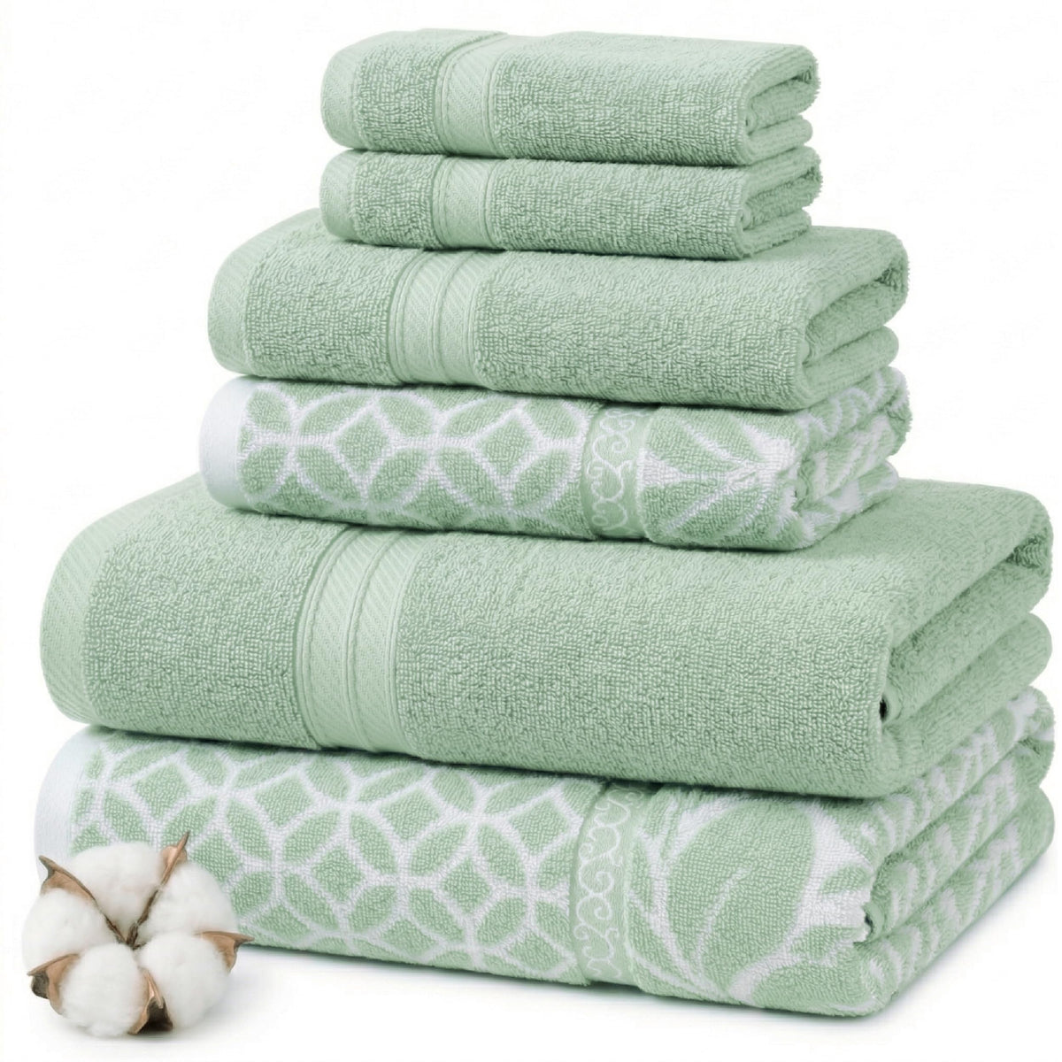 Modern Threads Botanical Vine bath towel in Sage Green, plush 27x54 size.