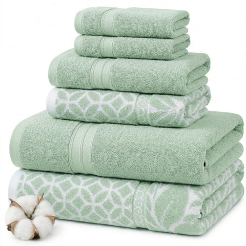 Modern Threads Botanical Vine bath towel in Sage Green, plush 27x54 size.