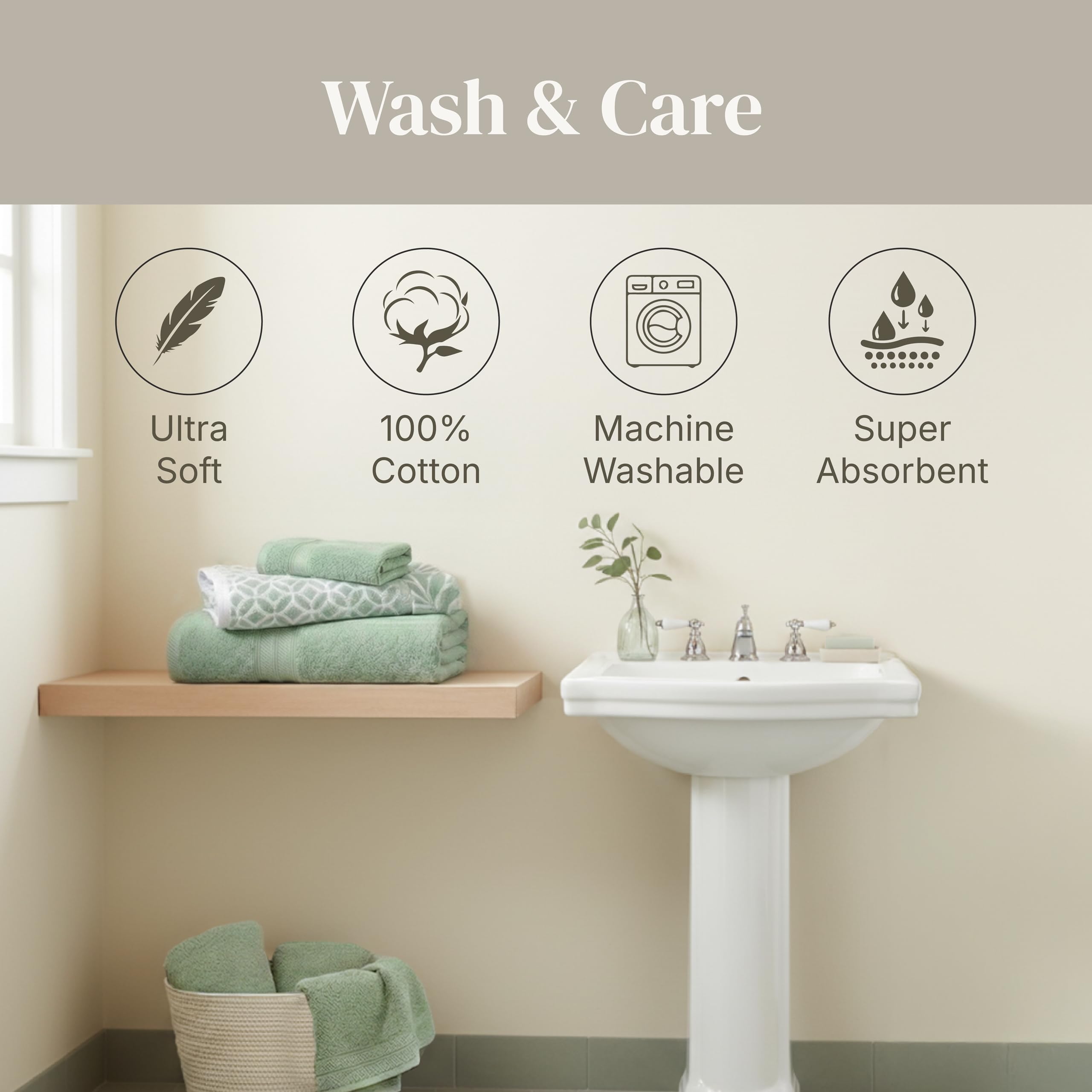 Modern Threads Botanical Vine towel set ready for daily spa-inspired routine.