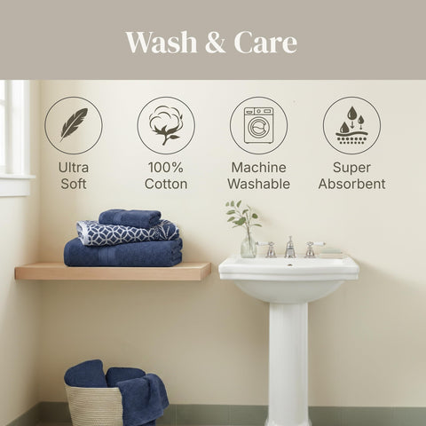 Modern Threads Botanical Vine navy set packaged for gifting and guest bathroom refresh