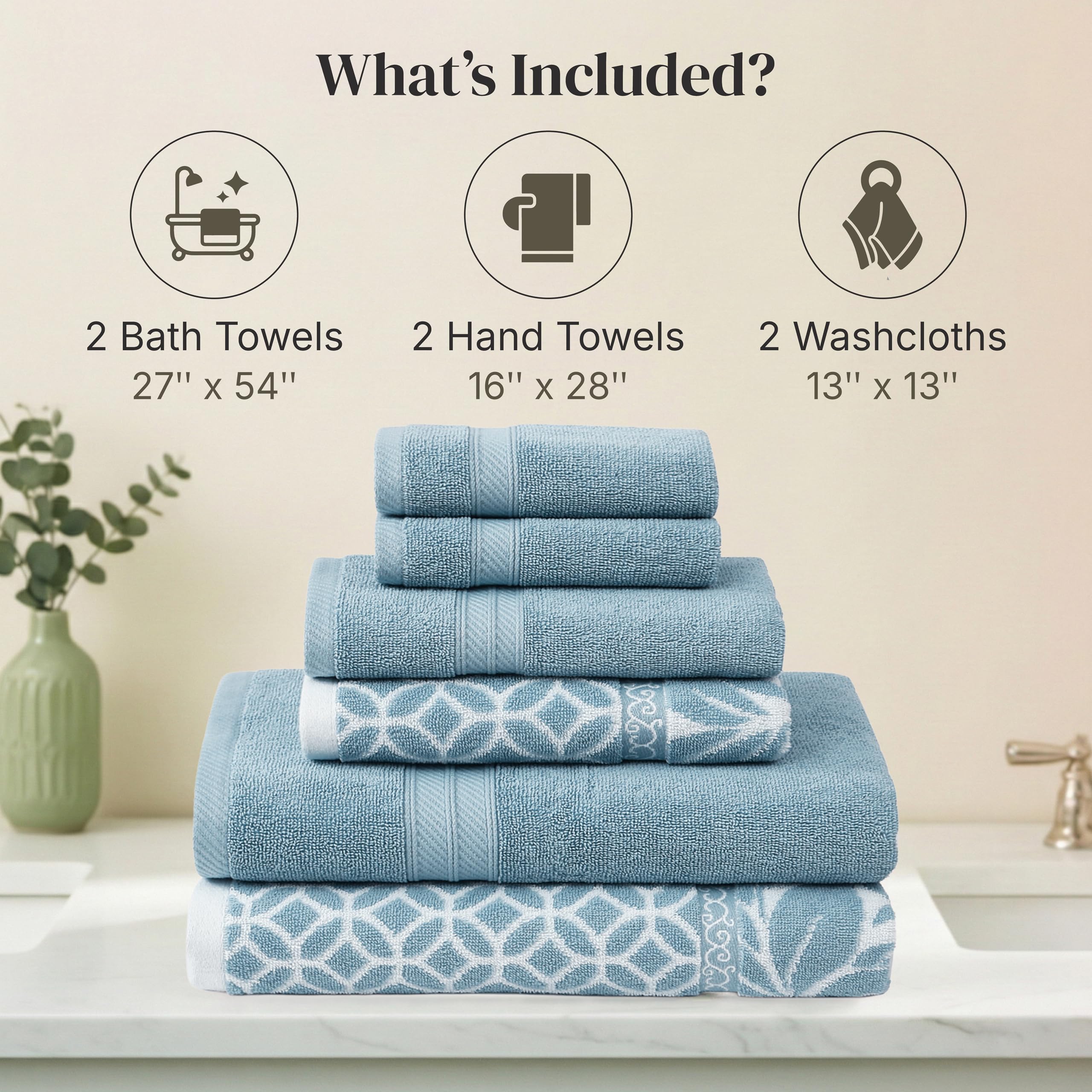 Modern Threads Botanical Vine washcloths 13x13 gentle cleansing