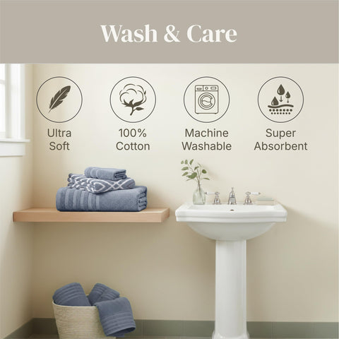 Modern Threads Classic Diamond 6-piece set blue, stylish and practical bath linens.
