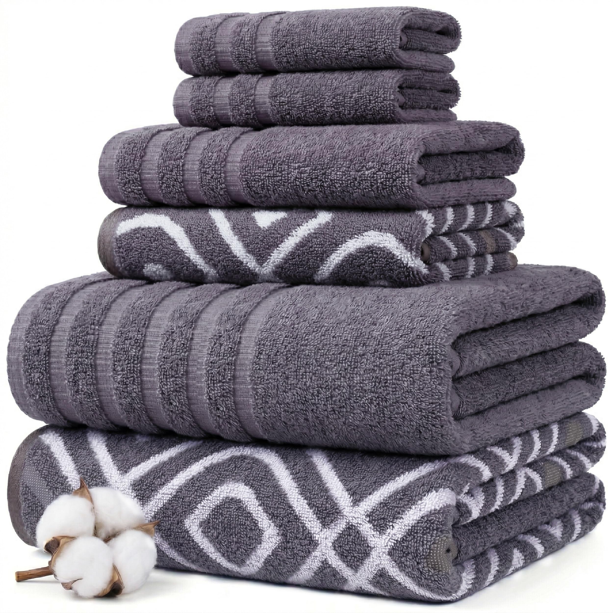 Modern Threads Classic Diamond 6-Piece Towel Set front view in rich purple color.