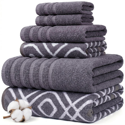 Modern Threads Classic Diamond 6-Piece Towel Set front view in rich purple color.
