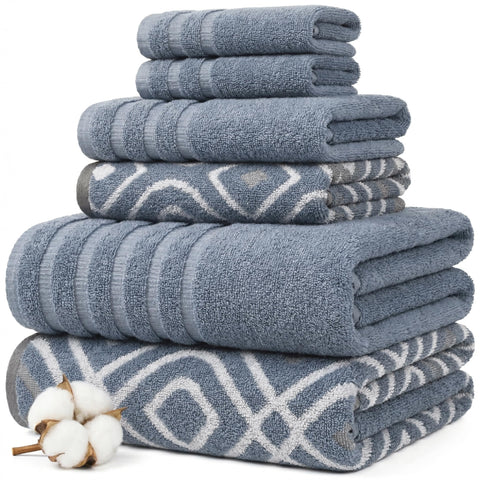 Modern Threads Classic Diamond bath towel blue, plush and absorbent for daily use.