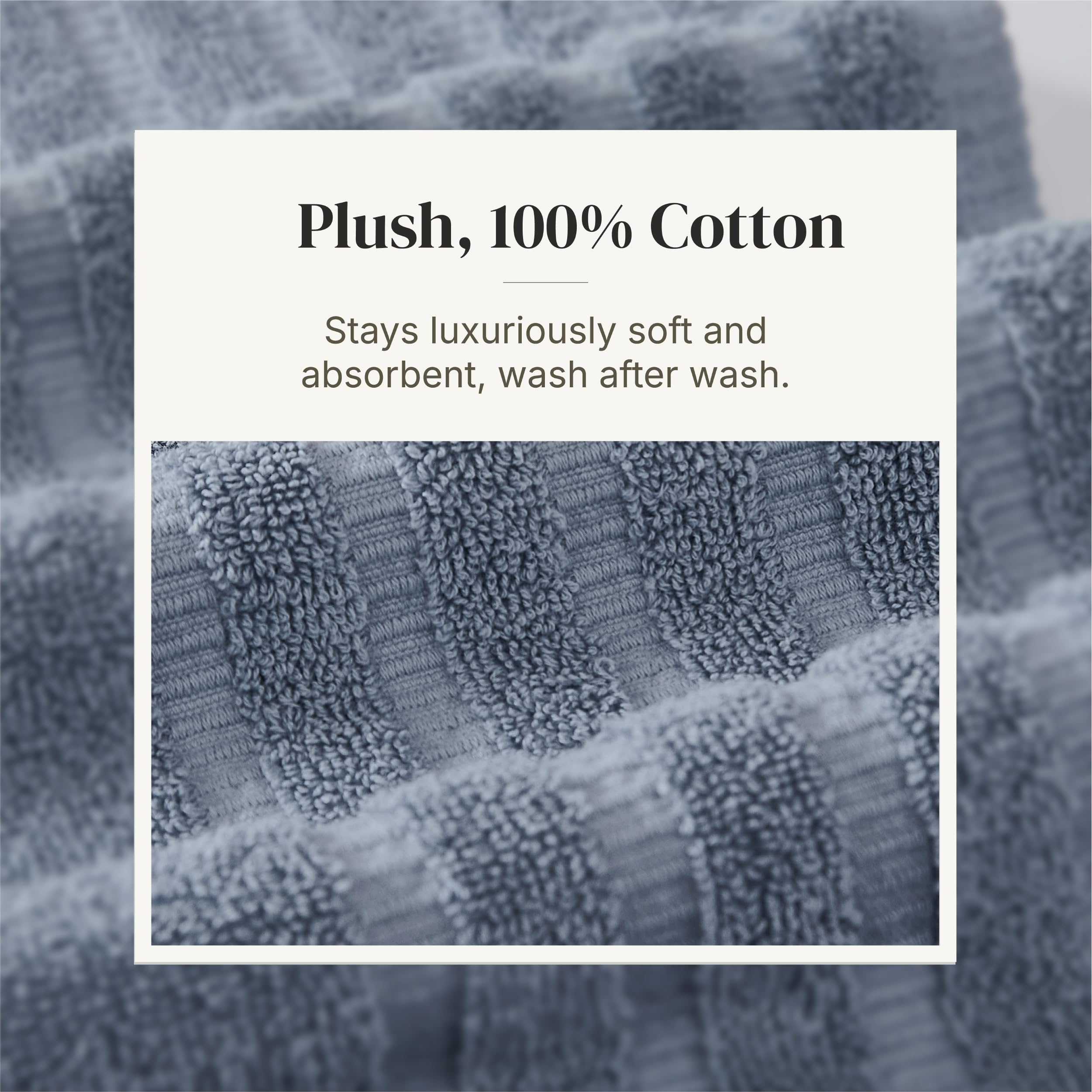 Modern Threads Classic Diamond Oxford blue design enhances bathroom decor.