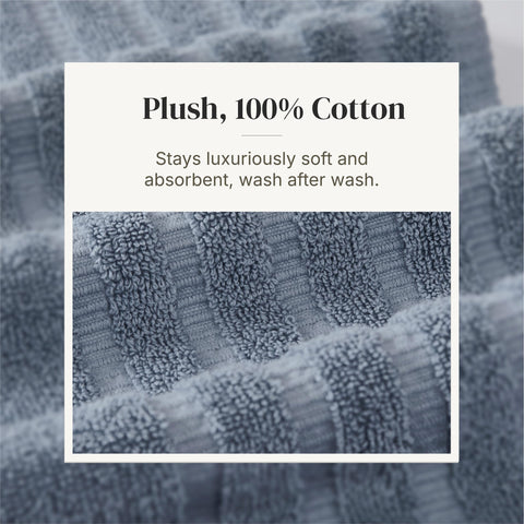 Modern Threads Classic Diamond Oxford blue design enhances bathroom decor.