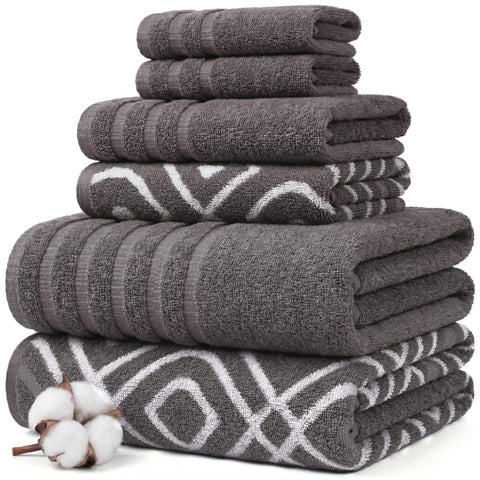 Modern Threads Classic Diamond towels set front view showing yarn-dyed jacquard texture