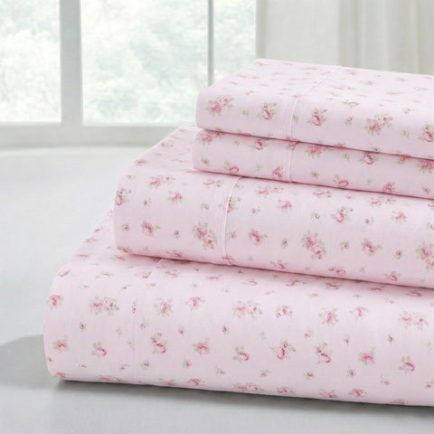 Modern Threads flat sheet in blush roses offers soft, hotel-like comfort.