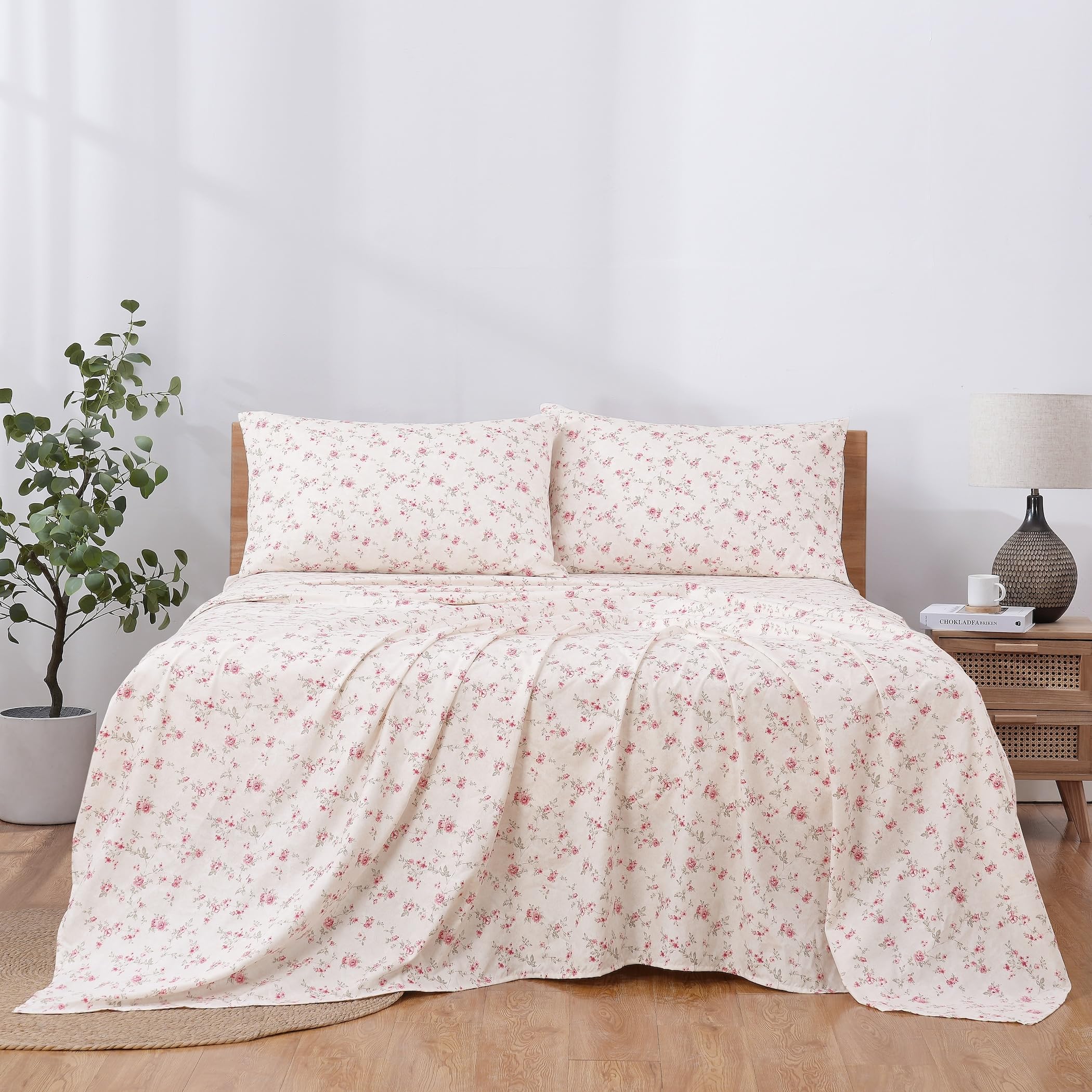 Modern Threads Floral Rose pillowcase set on bed for smooth pillow support