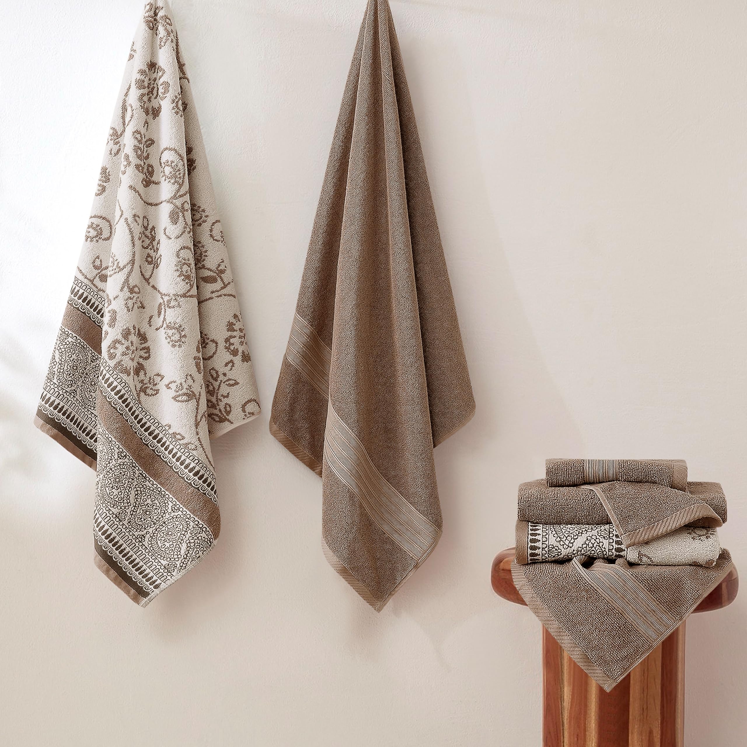 Modern Threads Floral Trail hand towel—soft, durable, ideal for guest bathrooms.