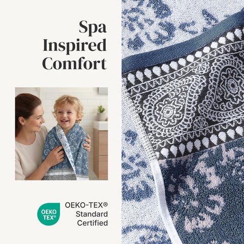 Modern Threads Floral Trail hand towel close-up reveals jacquard weave detail.