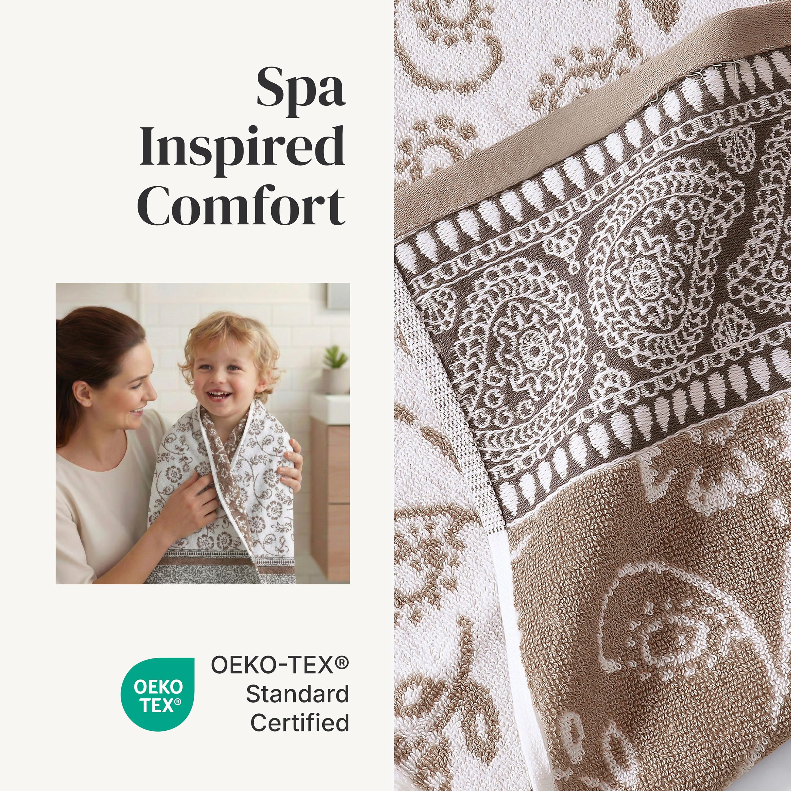 Modern Threads Floral Trail reversible jacquard design—elevates bathroom style.
