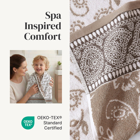 Modern Threads Floral Trail reversible jacquard design—elevates bathroom style.