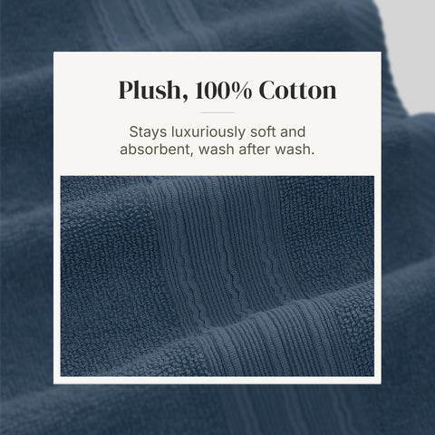 Modern Threads Floral Trail washcloth in navy, gentle cleansing and fast drying.