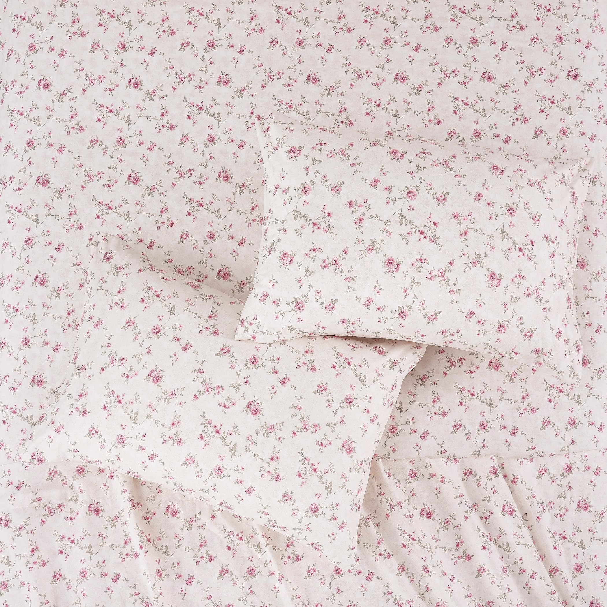 Modern Threads Kashmir Rose king bed display, neatly made with vibrant Kashmir Rose print.
