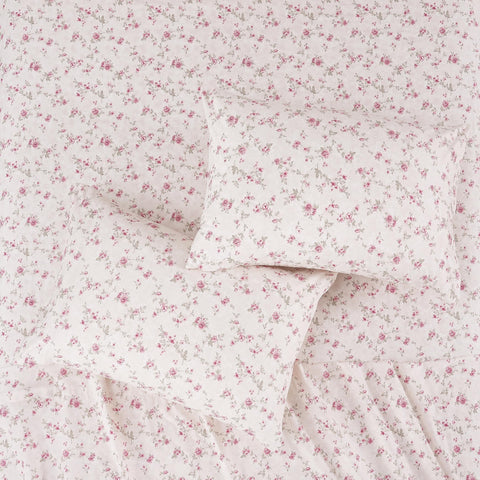 Modern Threads Kashmir Rose king bed display, neatly made with vibrant Kashmir Rose print.