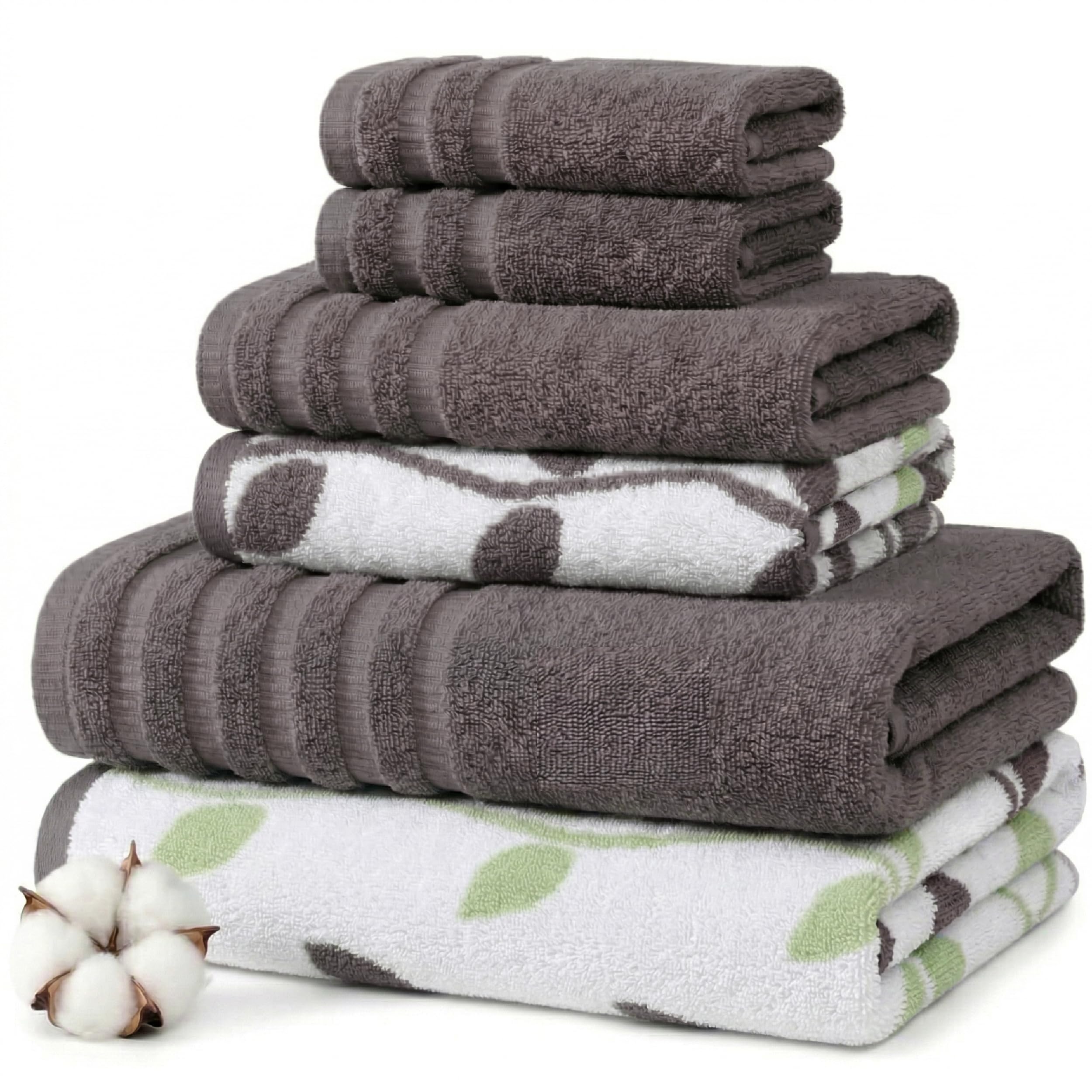 Modern Threads Natural Vine 6-piece towel set in yarn-dyed pattern for spa-like softness.