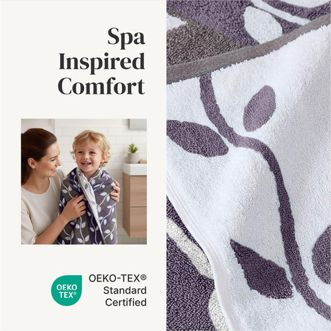Yarn-dyed jacquard design of Modern Threads Natural Vine towels.