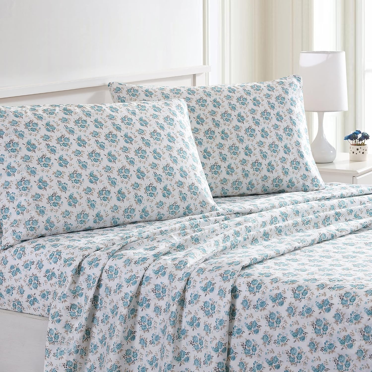 Modern Threads queen-size bedding with deep pockets keeps fitted sheets securely in place.