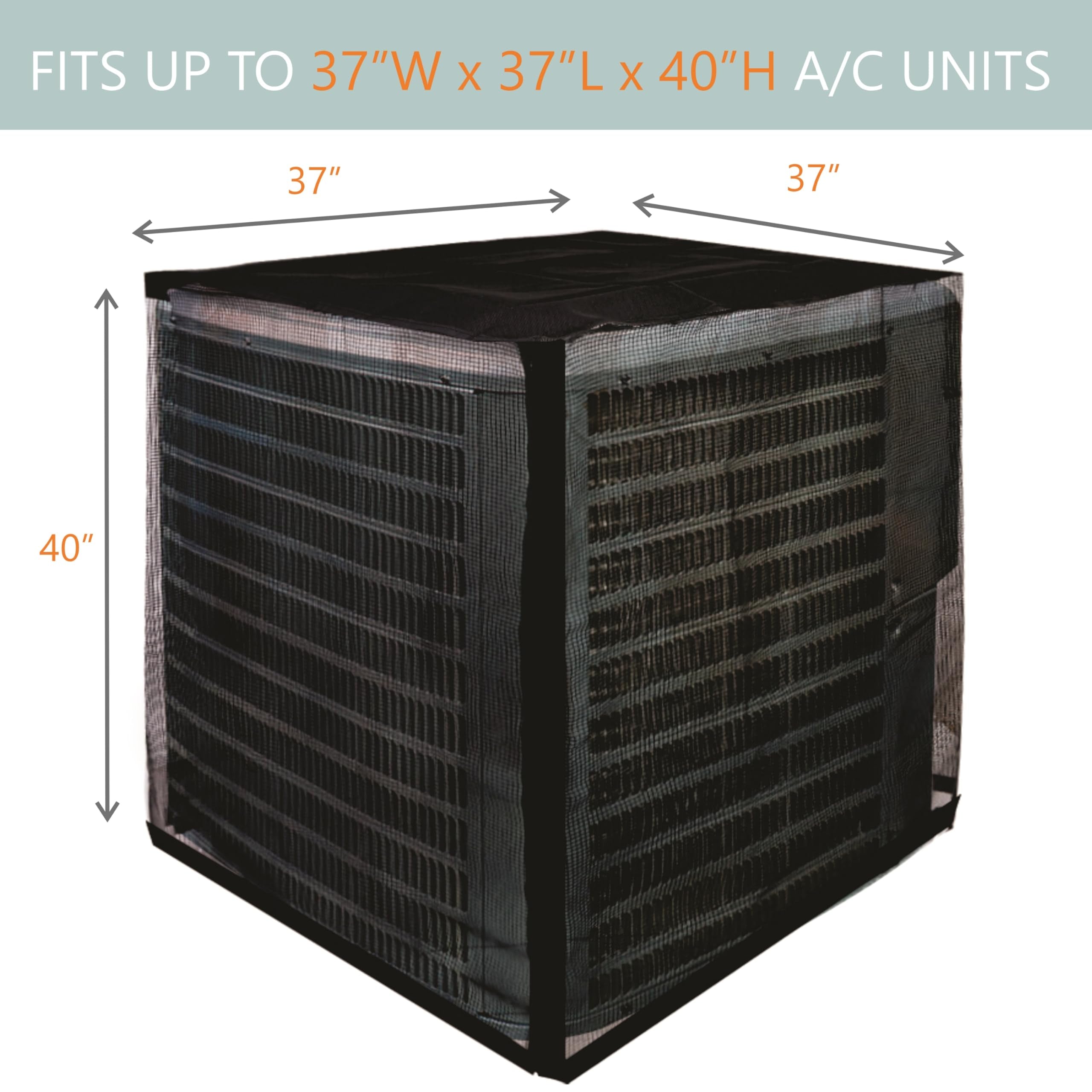 MODERN WAVE cover mounted on outdoor AC unit with secure elastic straps