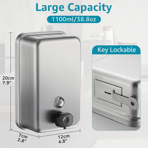 Modunful stainless steel wall dispenser featuring anti leak pump