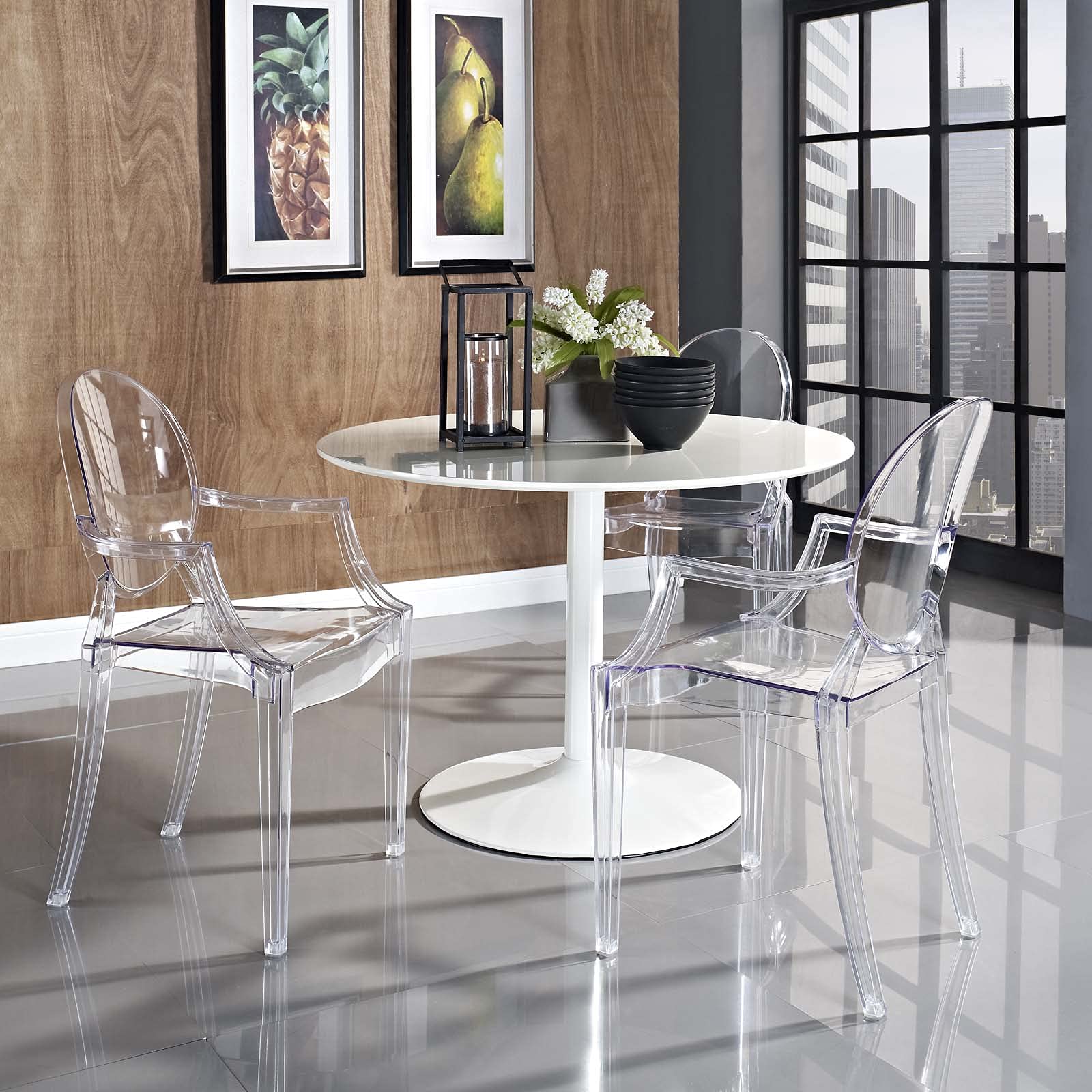 Modway Casper Louis XV-inspired clear acrylic chair for contemporary décor.