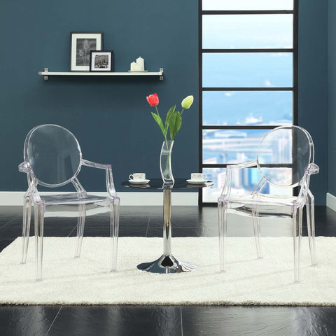 Modway Casper sturdy clear acrylic chair with 331 lb capacity.