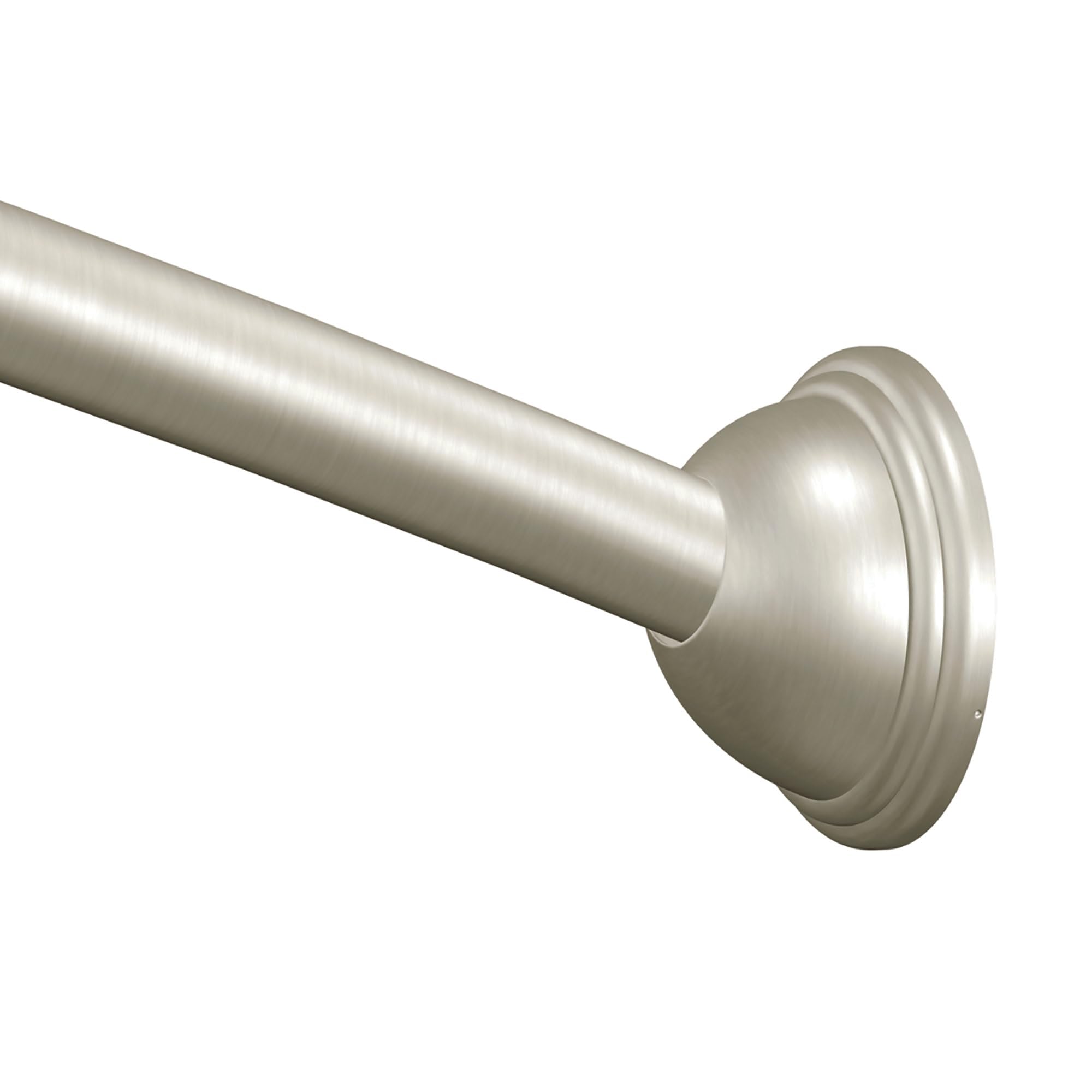 Moen curved adjustable shower rod brushed nickel adds extra shower space.